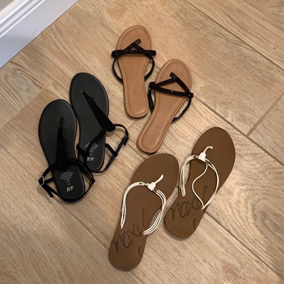 Lot of flat fashion Sandals: Roxy, H & M and Soda